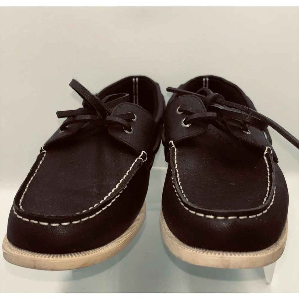 Nautica Boat Shoe Mens 12 Nueltin Loafer Lace Casual Vegan Leather Moccasins EUC